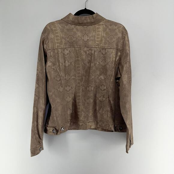 Dressbarn Jacket Womens 1X Bronze Metallic Animal Print Rhinestone Buttons - Picture 5 of 7
